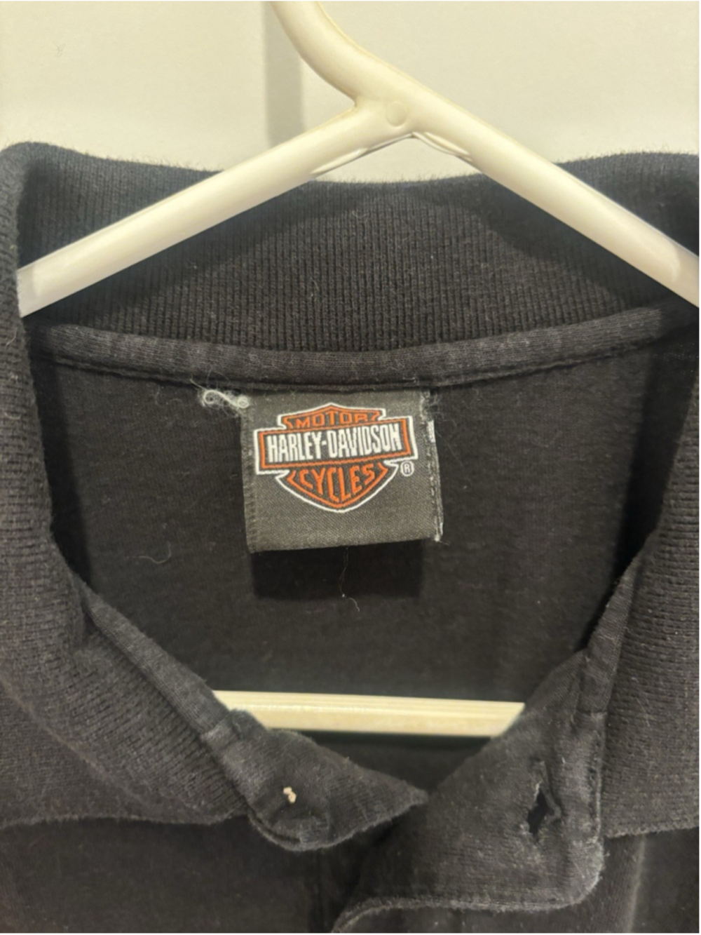 Vintage Harley Davidson Flames Polo Shirt Black Graphic Embroidered Mens - Picture 3 of 8